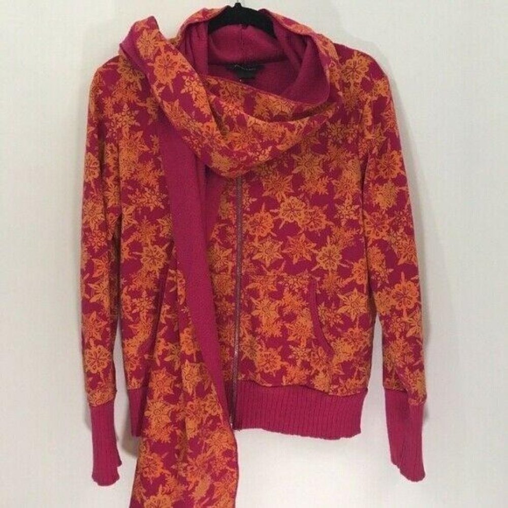 Moda International Women’s Large Sweater Full Zip Connected Scarf